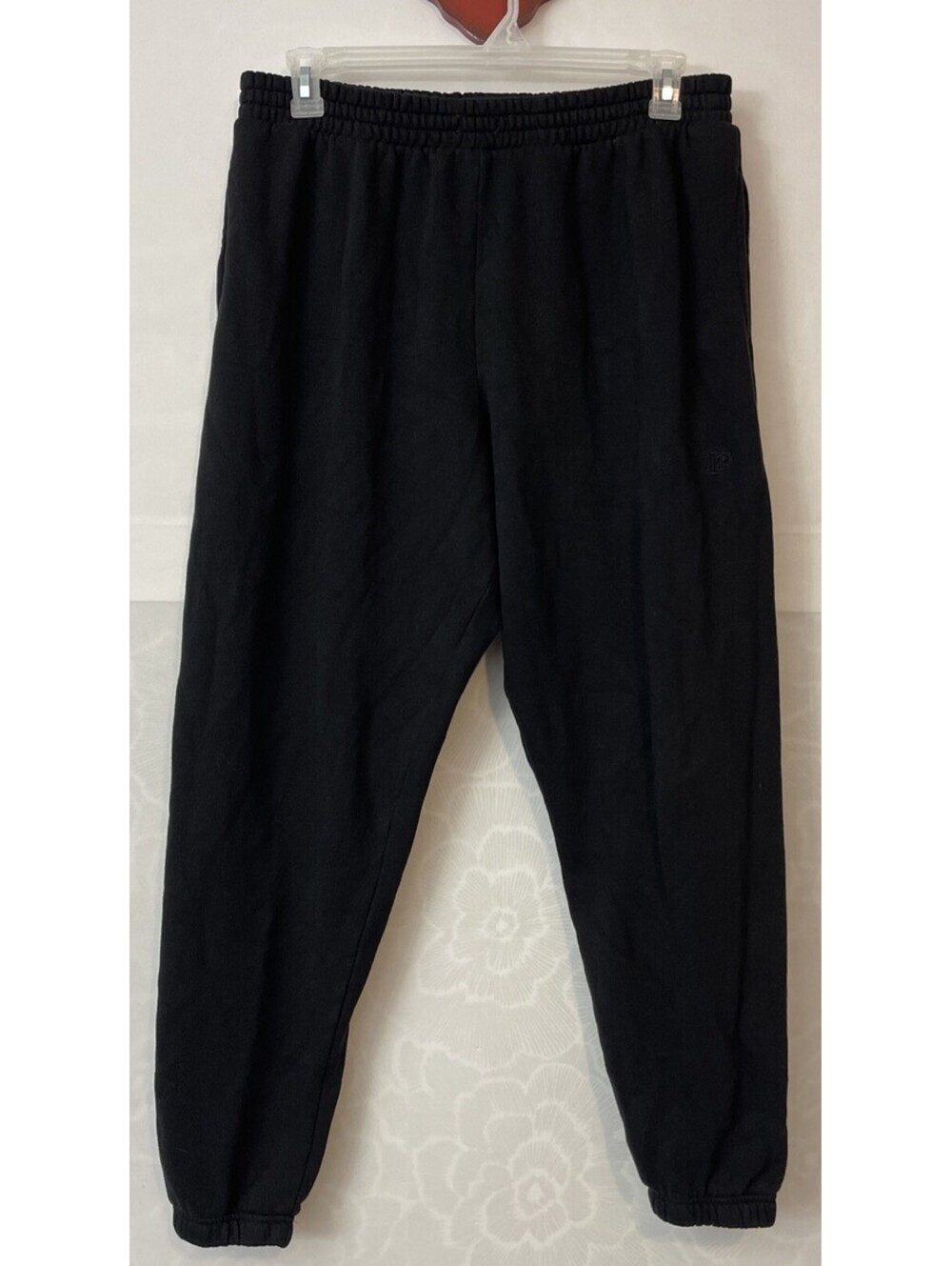 Victorias Secret PINK Womens Large Black Elastic-Waist Fleece Sweatpants! A2141